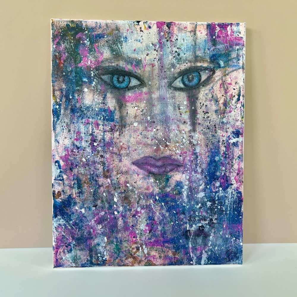 Eye Catching – Abstract Acrylic Painting of a Woman | 11x14 Canvas Pop Art - Picture 4 of 16